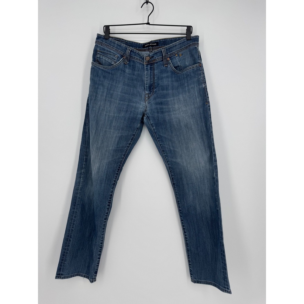 Mavi Jeans Mens Straight Leg Denim Pants Medium Wash Blue Casual Classic